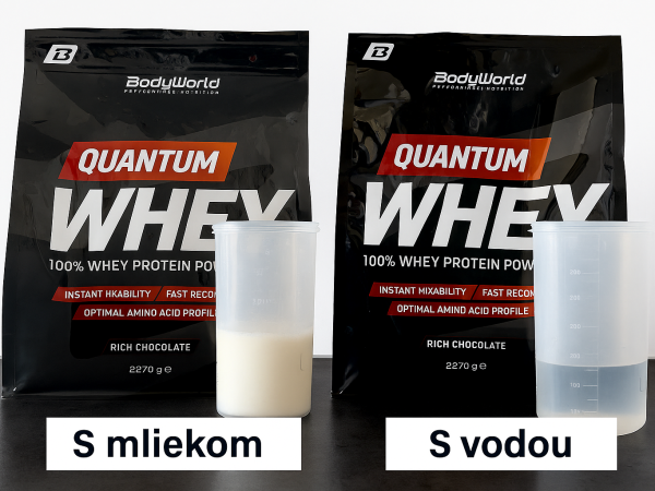 Porovnanie proteínu s mliekom a s vodou – Quantum Whey